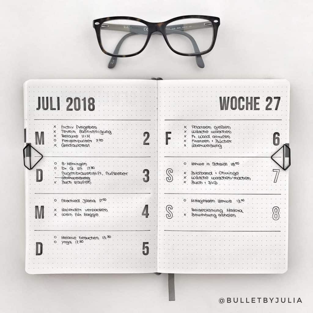 idée bullet journal minimaliste