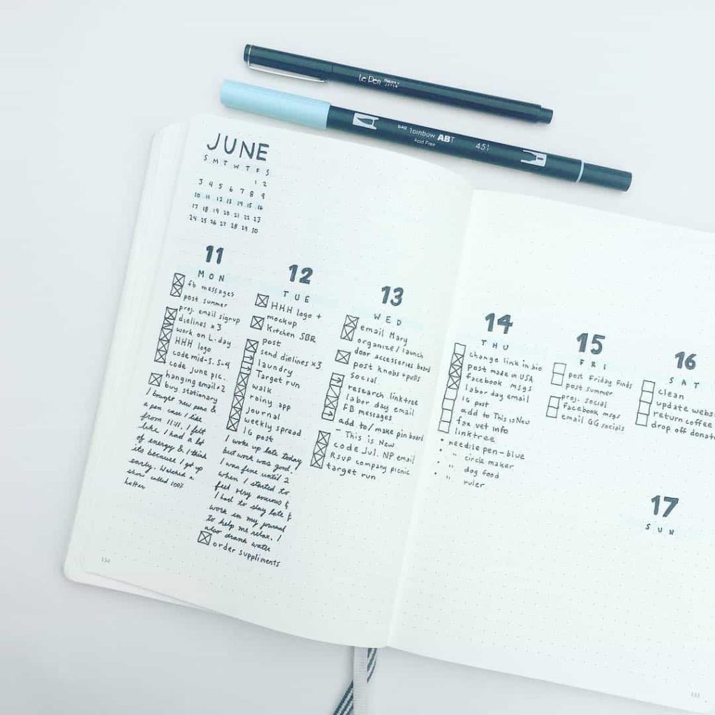 semainier bullet journal