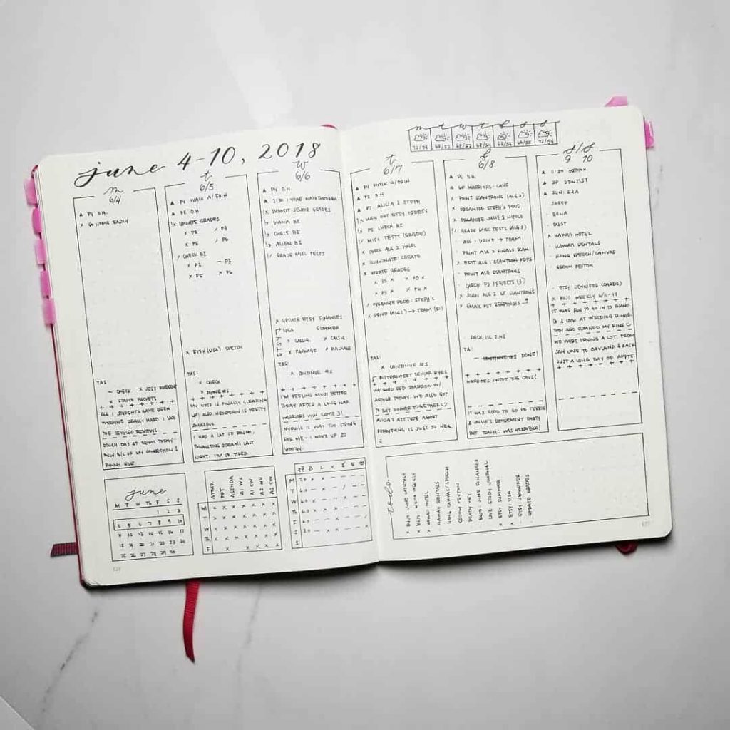 semainier bullet journal