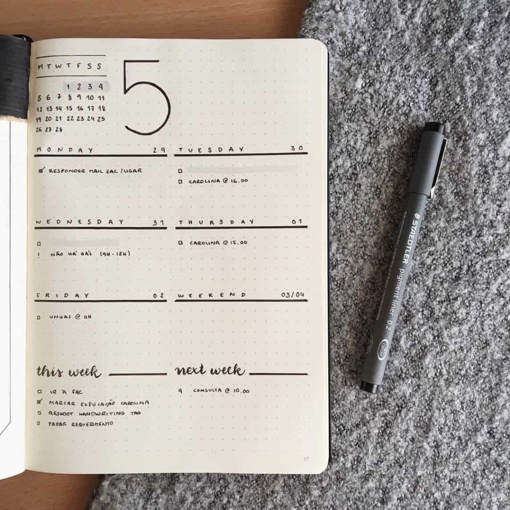 semainier bullet journal