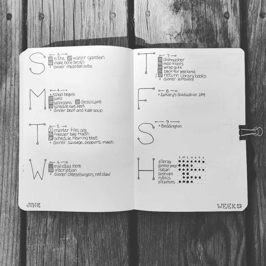 semainier bullet journal