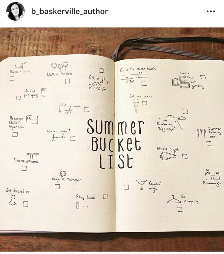 idée bullet journal minimaliste bucket list été