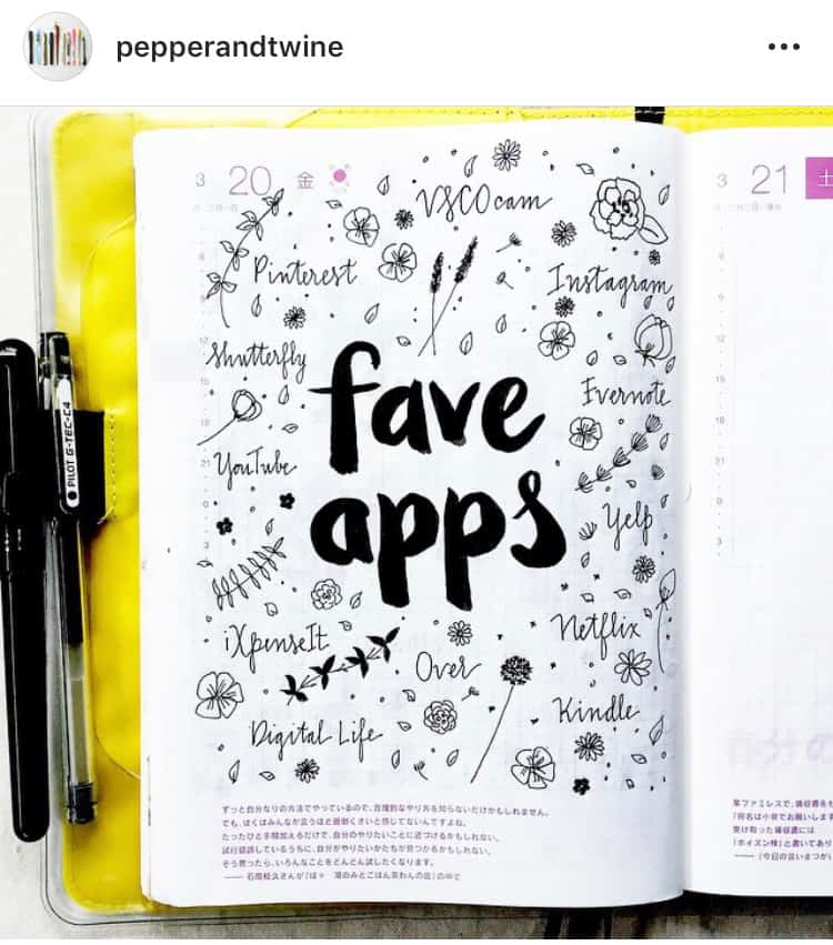 idée de bullet journal minimaliste applications favorites